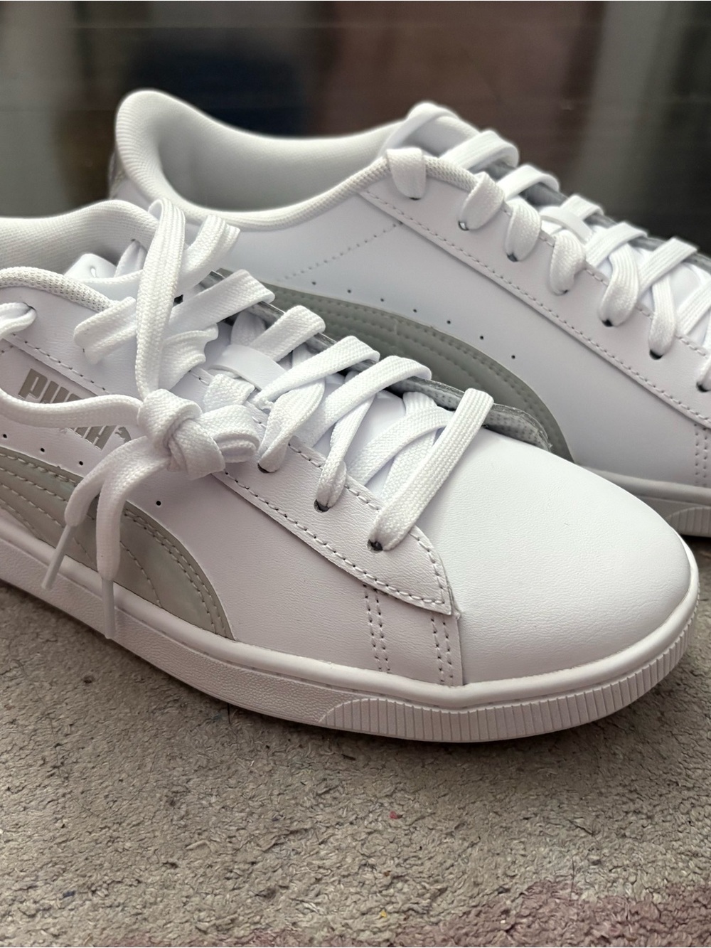 Puma Vikky V2 Iridescent White Sneakers with Silver Accents